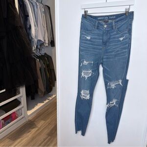 The Dream Jean Women's Ripped Blue Skinny High Waisted Jegging